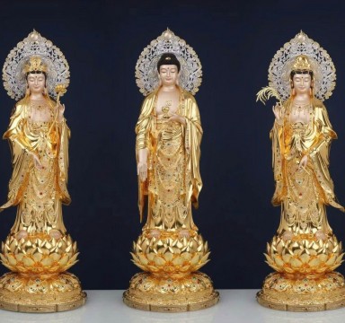 Tôn Tượng Tây Phương Tam Thánh Đồng Men Cổ cao cấp S3